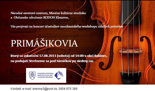pozvánka Primášikovia 2013